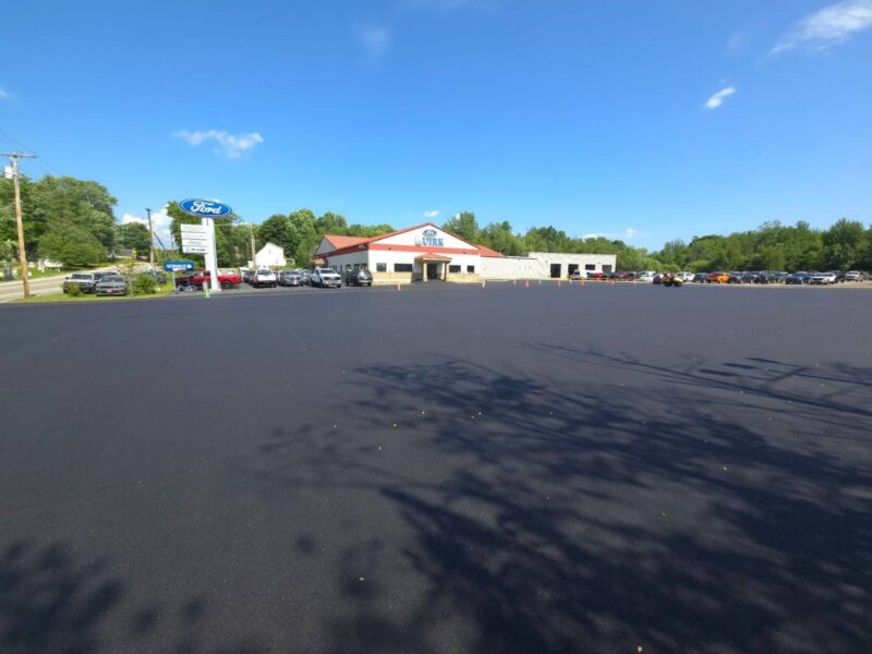 Paved car dealership lot