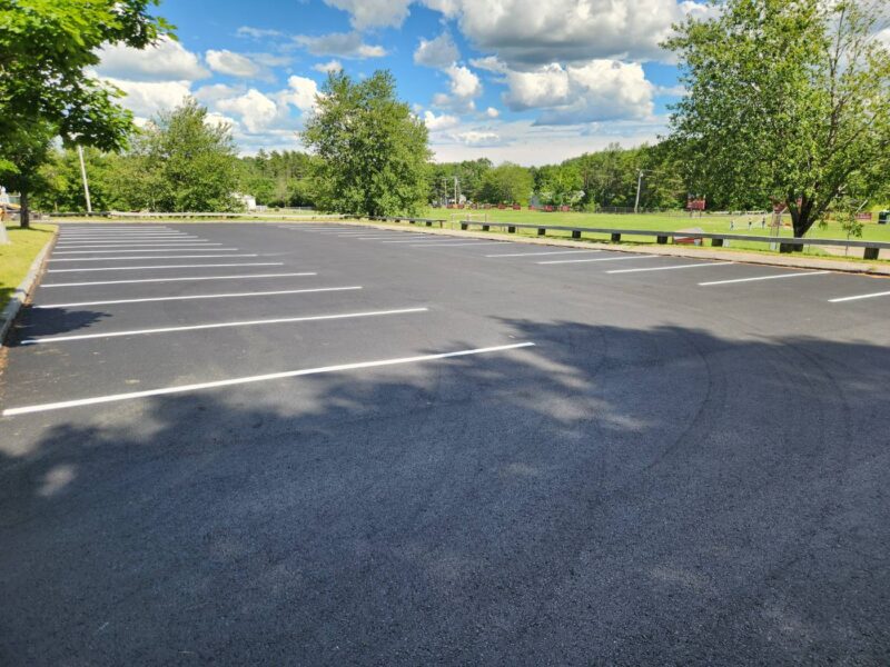 Striped parking lot