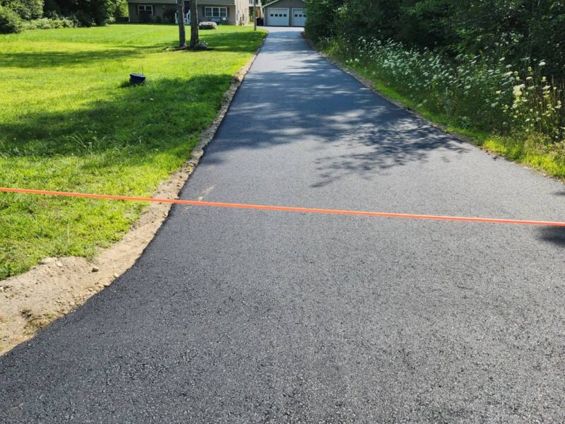 Finished driveway across a lawn